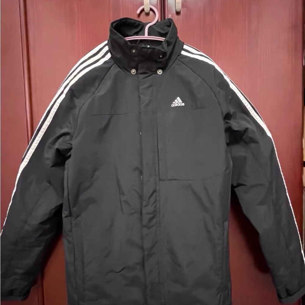 Adidas Men's Black Jacket with White Accents